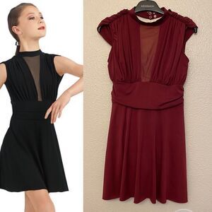 WEISSMAN Dance Costume burgundy red stretch Backing Down 11314 MA-Medium adult